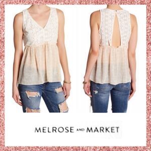 NWT Melrose and Market Cream Lace Tank Blouse XS
